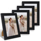 Hongkee 8x10 Picture Frame Set of 4, Real Glass and Wood Frame, 5x7 Mat