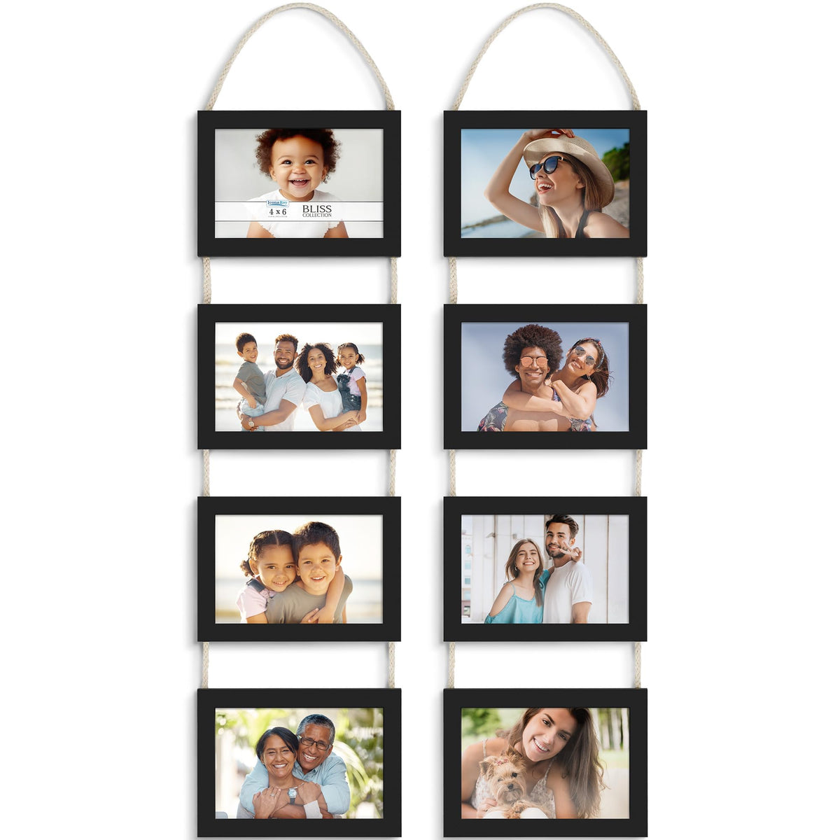 4x6 Hanging Picture Frames Collage with 8 Openings - Rustic Brown, 2 PK