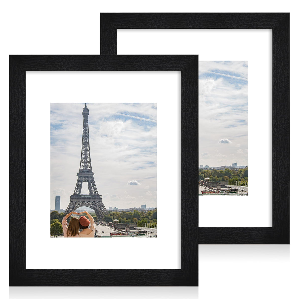 Hongkee 5x7 Picture Frame Set of 2, Real Glass and Wood Frame for Mat 4x6
