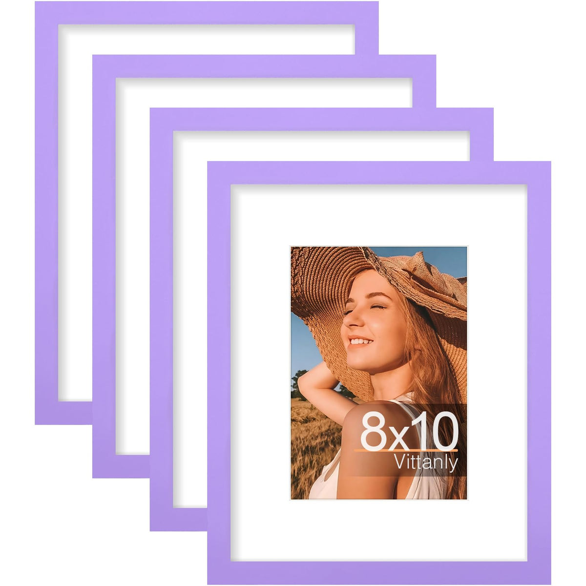 Vittanly 8x10 Picture Frames Set of 4, for Wall or Tabletop, Pale Pink