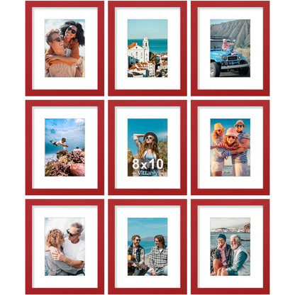Vittanly 8x10 Picture Frames Set of 9 for Wall or Tabletop Display, Gold