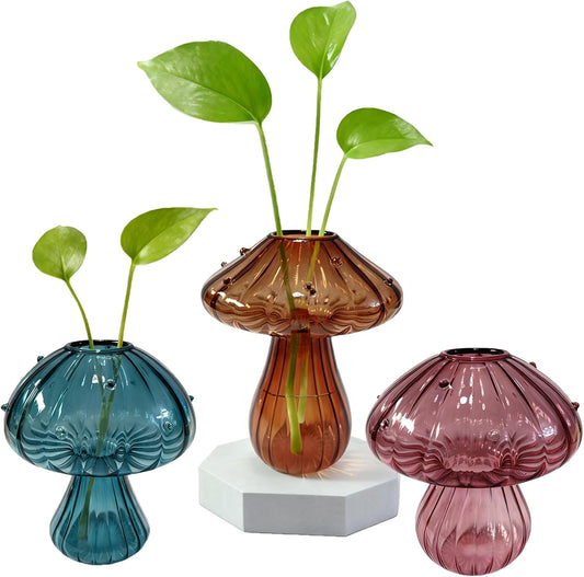 Glass Mushroom Vase Propagation Planter - Set of 3 Propagation Stations
