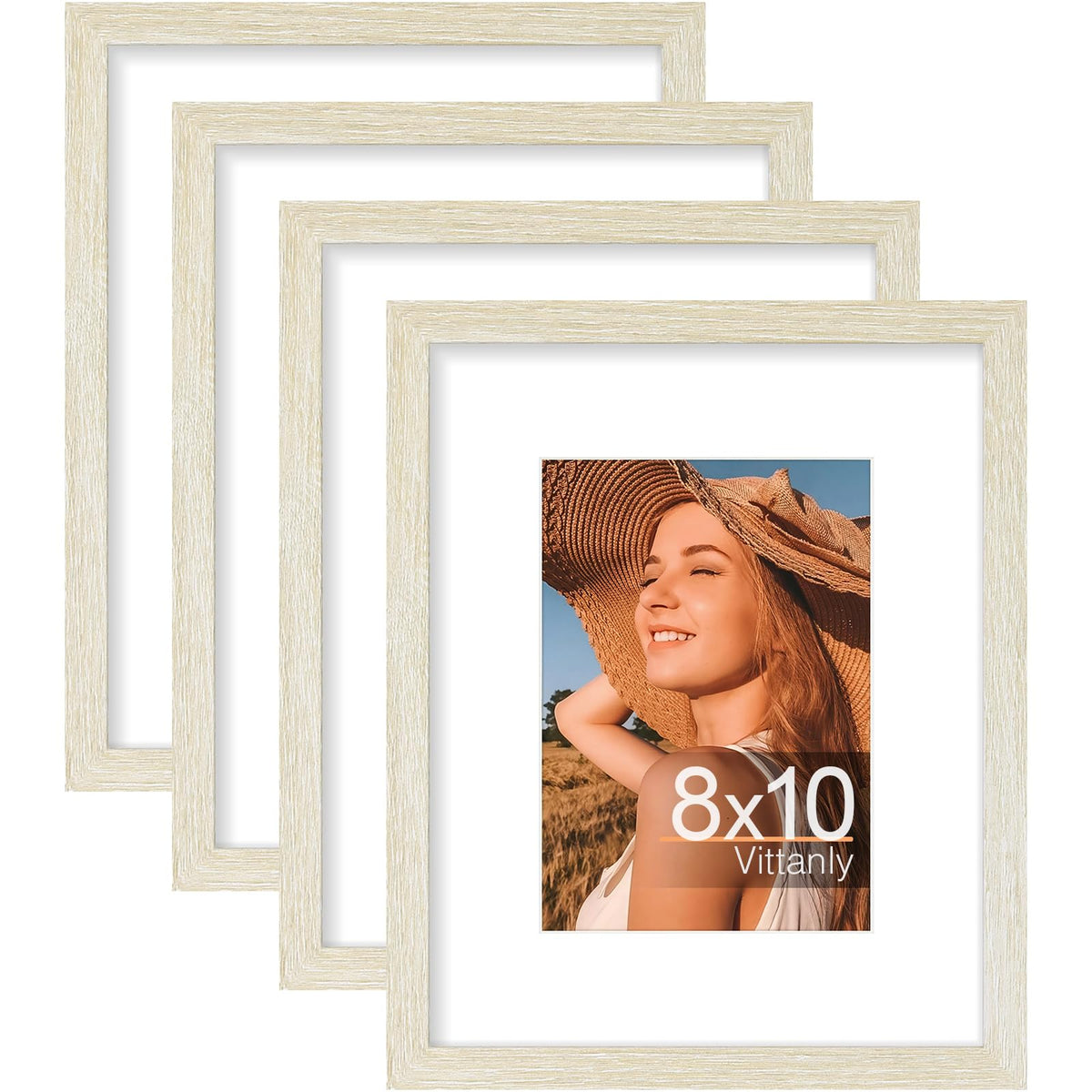 Vittanly 8x10 Picture Frames Set of 4, for Wall or Tabletop, Pale Pink