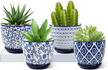3.5 Inch Ceramic Small Succulent Planter Pots Set of 4
