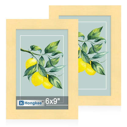 Hongkee 5x7 Picture Frame Set of 2, Real Glass and Wood Frame for Mat 4x6