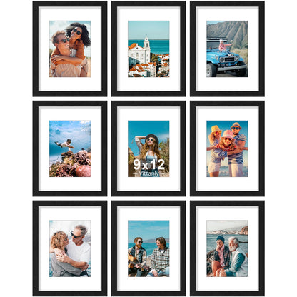 Vittanly 8x10 Picture Frames Set of 9 for Wall or Tabletop Display, Gold