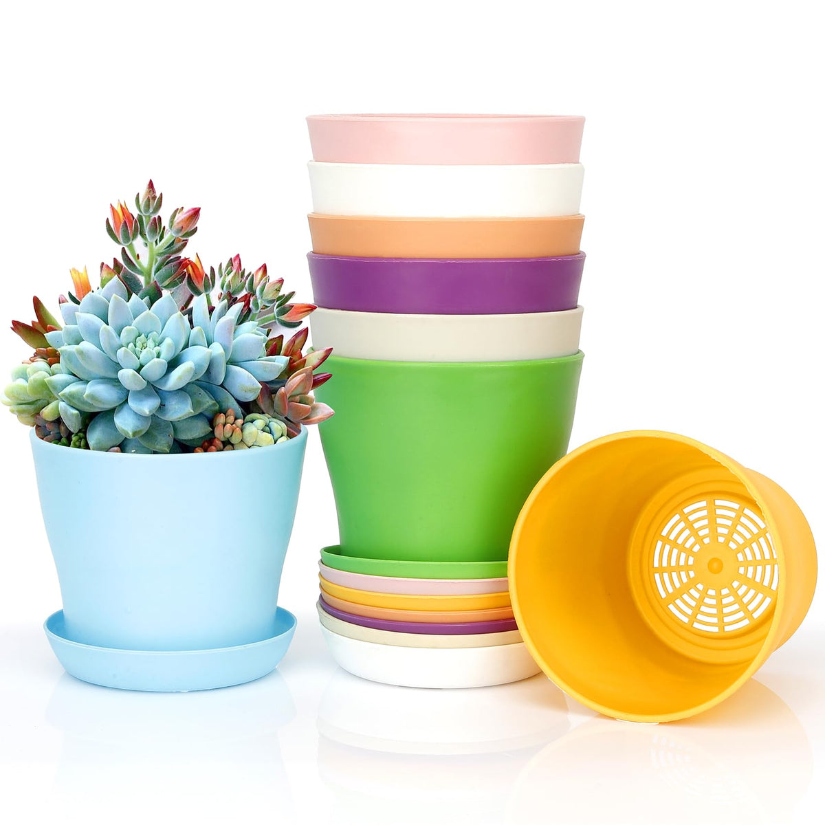 8 Pcs Plant Pots,3.8" Flower Pots,Gardening Gifts,Plastic Pot for Plants,Nursery Succulent Pot Planters for Indoor Plants,Small Flower Pots,Cute Plant Pots