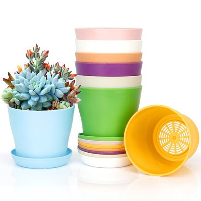 8 Pcs Plant Pots,3.8" Flower Pots,Gardening Gifts,Plastic Pot for Plants,Nursery Succulent Pot Planters for Indoor Plants,Small Flower Pots,Cute Plant Pots