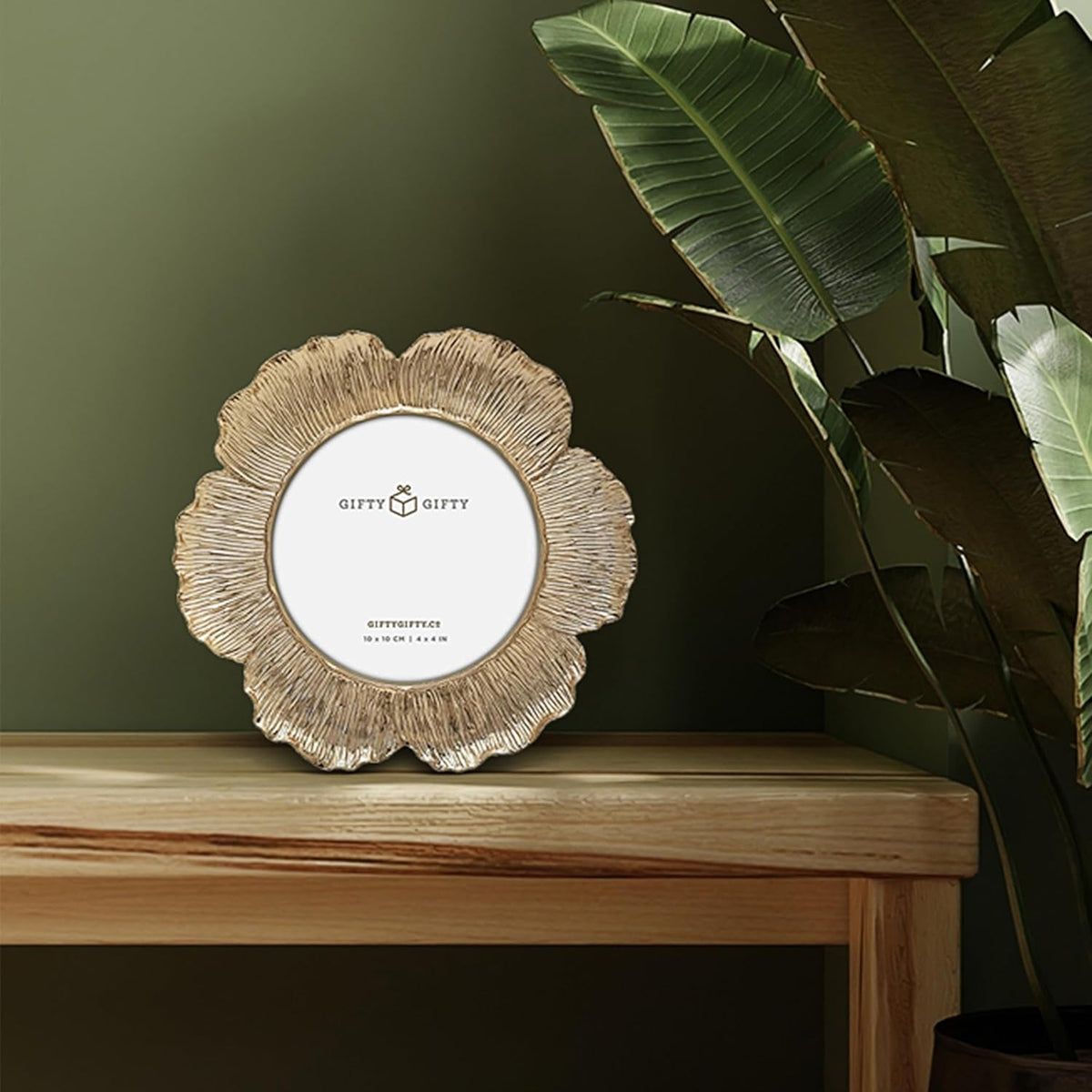 Circular Gold Floral Photo Frame / 4x4 In | For Tabletop Display | Perfect for Home Decor, Wedding, Graduation, Or Milestone Photos