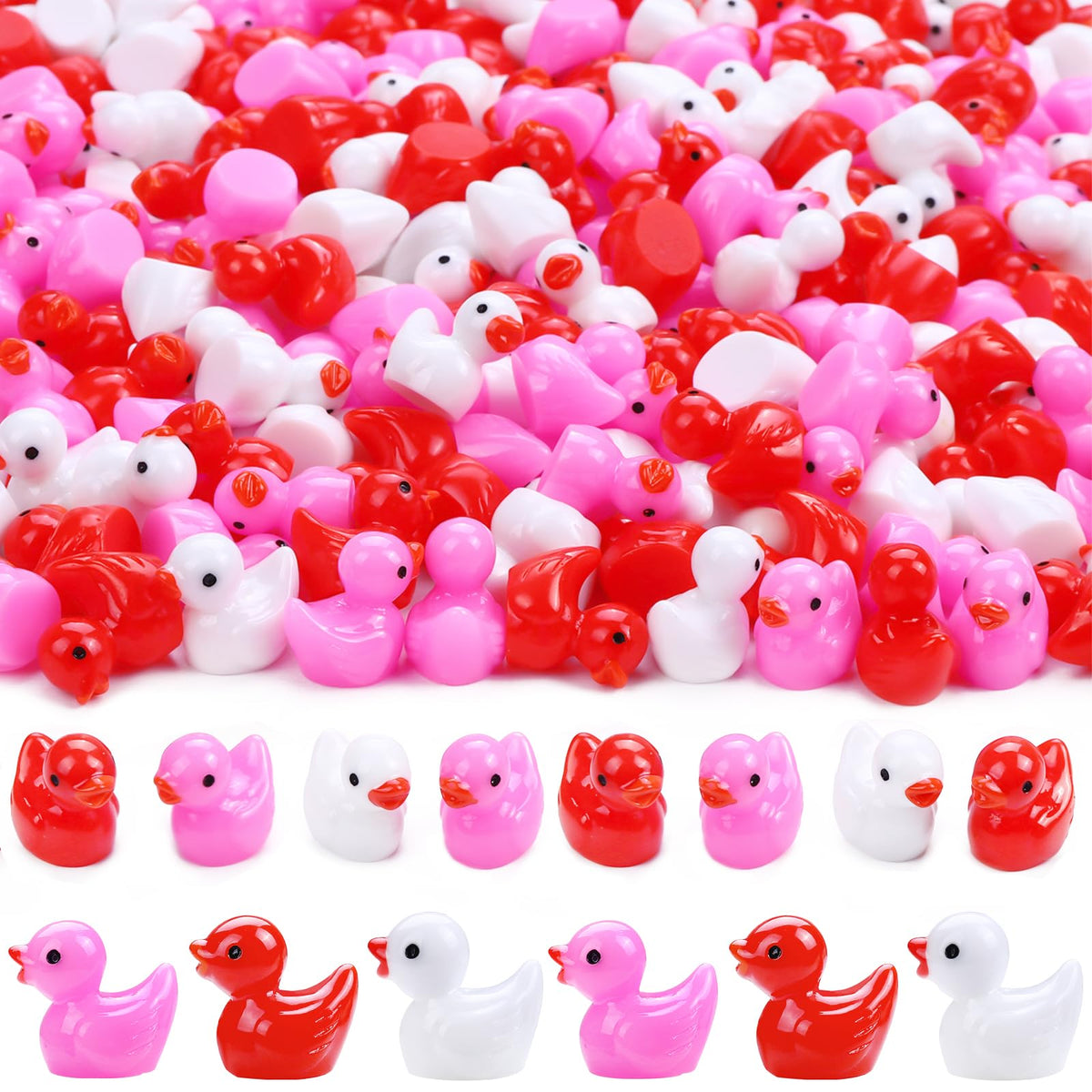 DULEFUN 150pcs Mini Resin Animals, Colorful Duck Figurine Hide DIY Decor