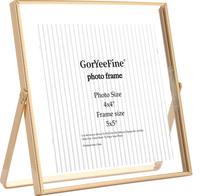 Gold 8x10'' Floating Frame Set of 2,For Photo Sizes( 5x7'',6x8'',7x9''),Beautiful Metal Beaded Edge Frames Adjustable Tabletop/Shelf Photo Frame,Classy Gift Choice for Wedding