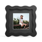 4x6 Picture Frame with Mat for 3.5x5, Wavy Edge Wooden Real Glass Photo Frame for Tabletop and Wall Hanging, Green, 1 Pack