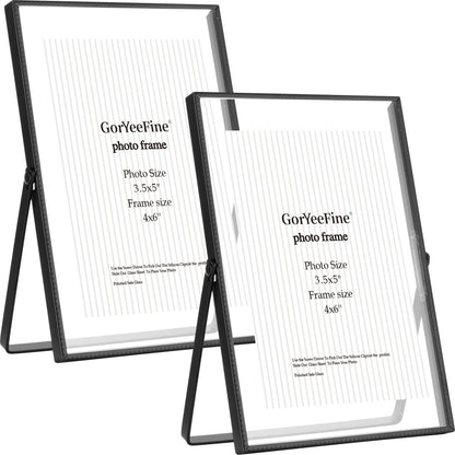 Gold 8x10'' Floating Frame Set of 2,For Photo Sizes( 5x7'',6x8'',7x9''),Beautiful Metal Beaded Edge Frames Adjustable Tabletop/Shelf Photo Frame,Classy Gift Choice for Wedding
