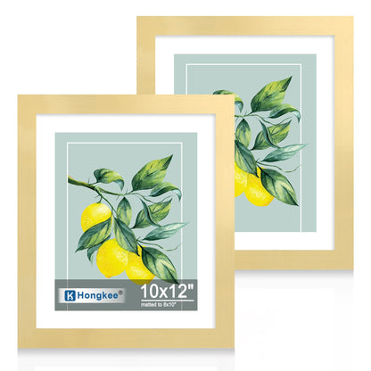 Hongkee 5x7 Picture Frame Set of 2, Real Glass and Wood Frame for Mat 4x6