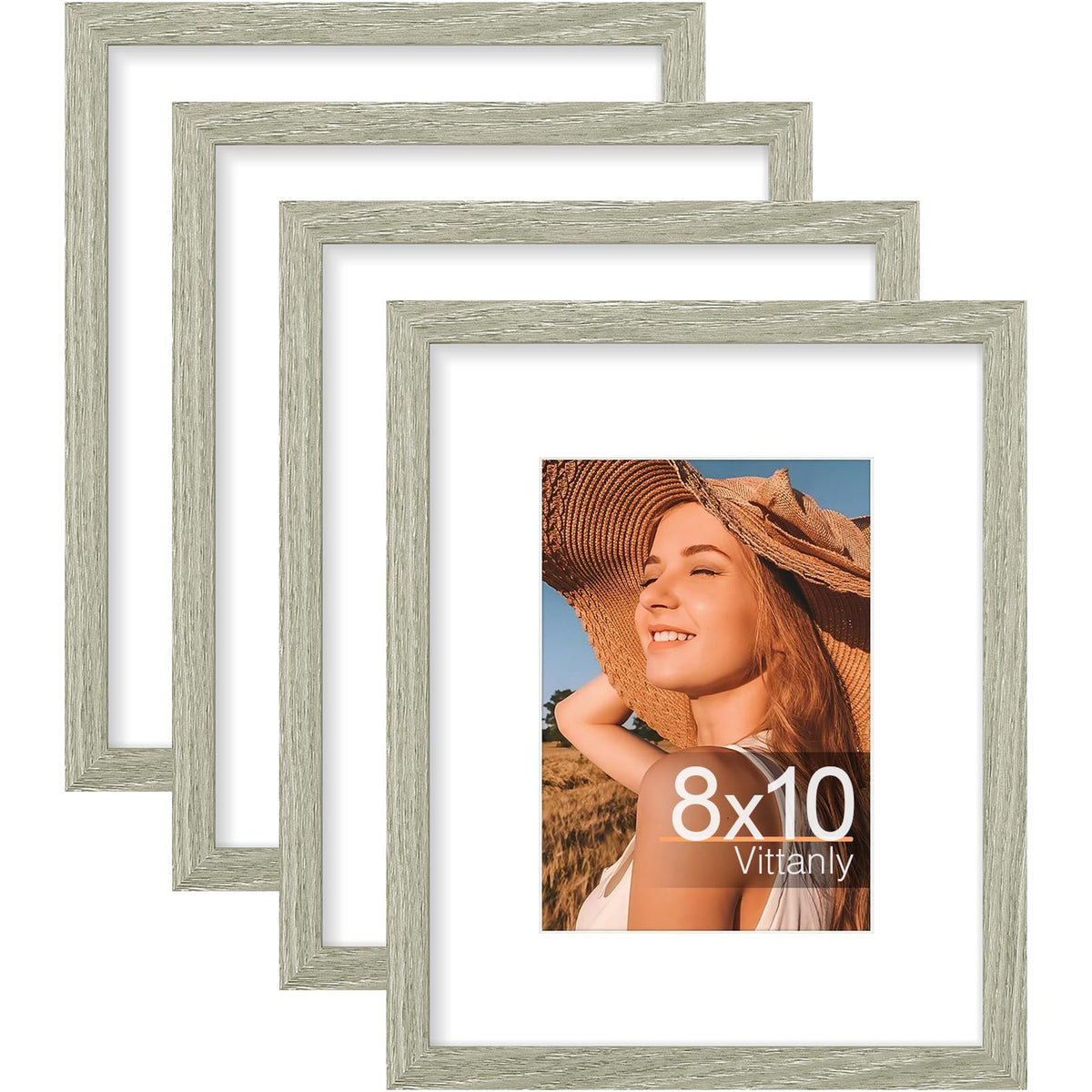 Vittanly 8x10 Picture Frames Set of 4, for Wall or Tabletop, Pale Pink