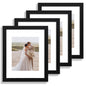 Hongkee 8x10 Picture Frame Set of 4, Real Glass and Wood Frame, 5x7 Mat