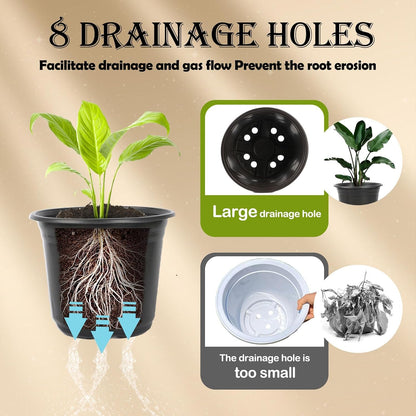 100 Packs 4 5 6 Inch Nursery Pots, Plastic Nursery Pots for Plants with Drainage Holes, Seed Starting Garden Pots of Flower Plant Container for Succulents, Transplanting (100, 4 Inch)