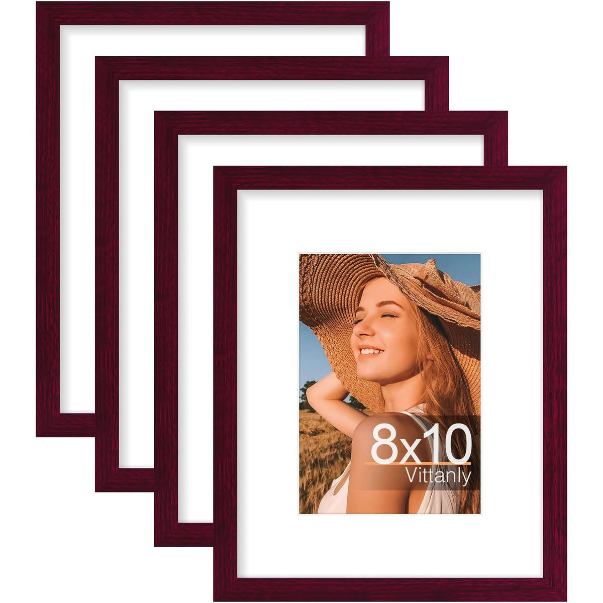Vittanly 8x10 Picture Frames Set of 4, for Wall or Tabletop, Pale Pink