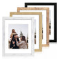 iRahmen 8x10 Picture Frame Set of 4, High Definition Real Glass Rustic Brown Frame, 8 x 10 Wood Photo Frames for Desktop Display and Wall Mounting