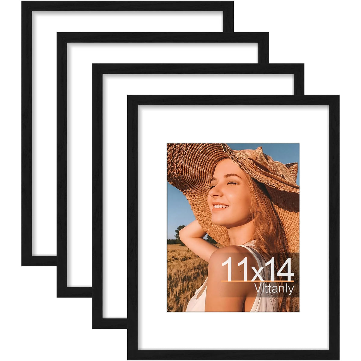 Vittanly 8x10 Picture Frames Set of 4, for Wall or Tabletop, Pale Pink