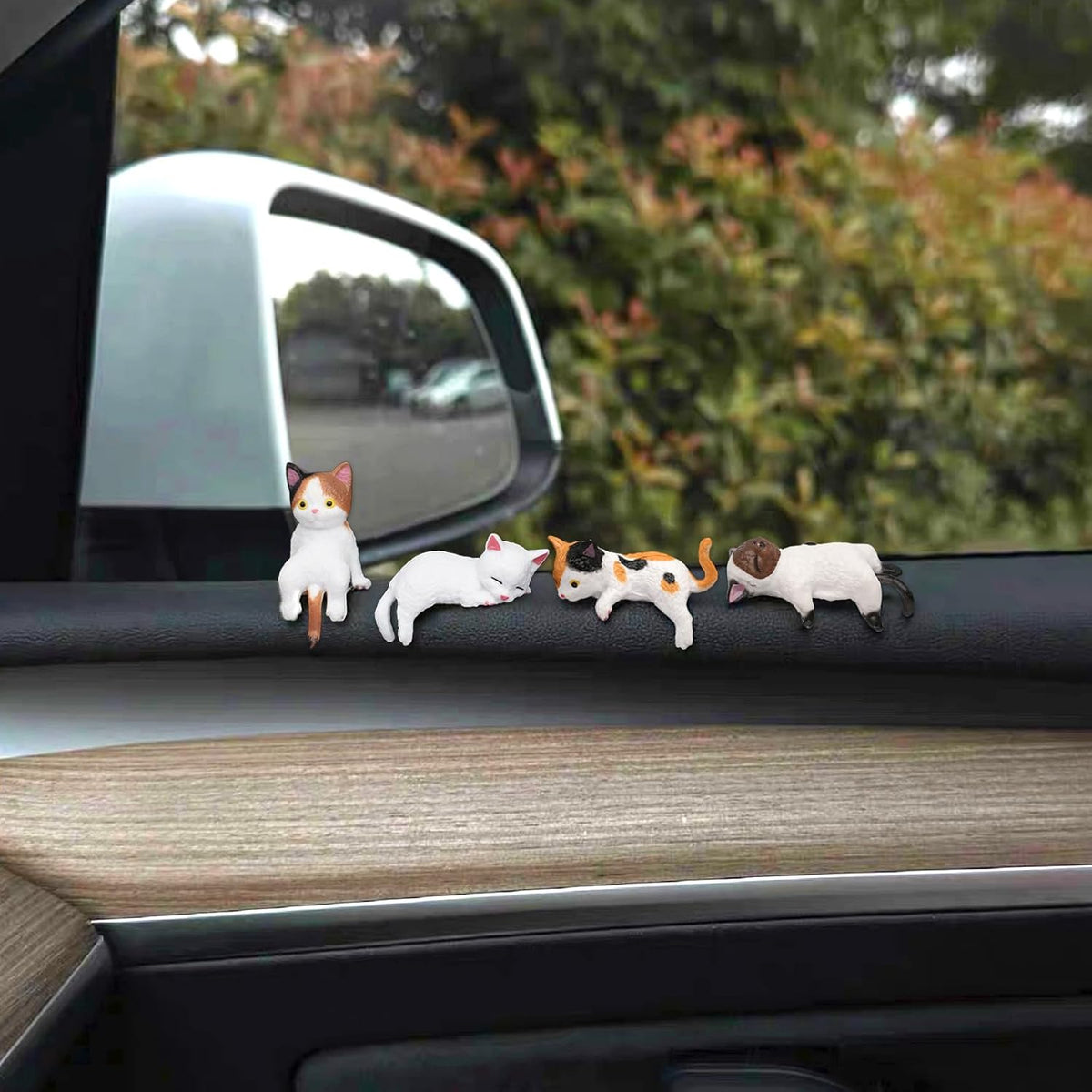 12 Pcs Cat Car Decor Dashboard Accessories, Mini Cat Figurines Cute Car Rear View Mirror Gifts, Funny Computer Monitor Desk Decorations for Women Girl