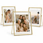 Gold Picture Frames Set of 3 — 4x4 4x6 5x7 Floating Glass Photo Frame Gift