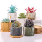 Ziliny Marbling Ceramic Flower Pot 3.35 Inch Succulent Small Plant Cactus Herbs Planter Ceramic Pot with Drainage Hole Matte Round Container(6 Pcs,Elegance Style)