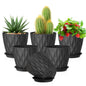Meowell 4 inch Small Plastic Nursery Pots, 5 Pack Water Ripples Plant Pots for Indoor Plants, Flower Pots with Drainage Holes and Saucers, Seedling Starter Planters for Succulent Plants, White