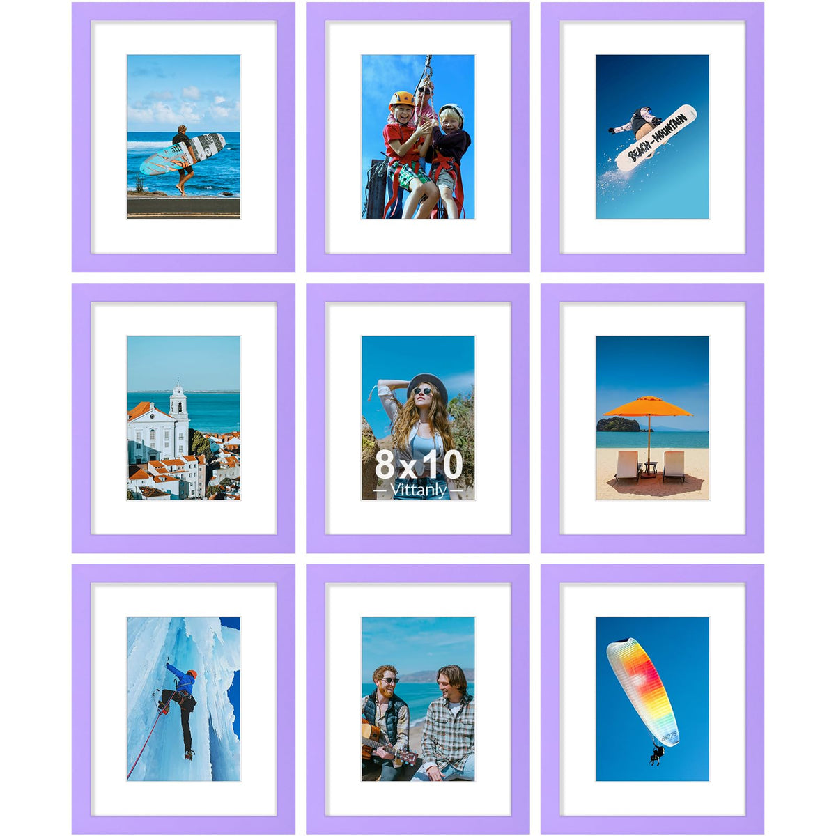 Vittanly 8x10 Picture Frames Set of 9 for Wall or Tabletop Display, Gold