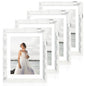 iRahmen 8x10 Picture Frame Set of 4, High Definition Real Glass Rustic Brown Frame, 8 x 10 Wood Photo Frames for Desktop Display and Wall Mounting