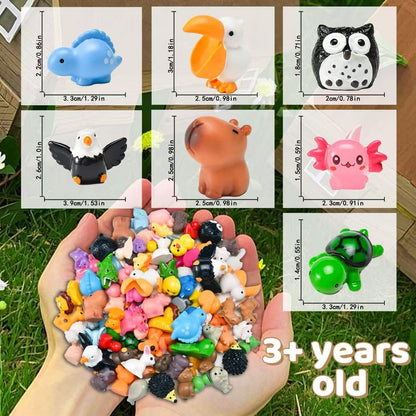 50 Pcs Mini Resin Animal Tiny Resin Animals Figurines Bulk Miniature Little to Hide Small Animal Figures Bulk for Micro Fairy Party Favors Garden Landscape Accessories Dollhouse Crafts Decor