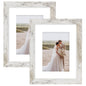 Hongkee 5x7 Picture Frame Set of 2, Real Glass and Wood Frame for Mat 4x6