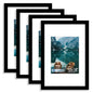 Hongkee 8x10 Picture Frame Set of 4, Real Glass and Wood Frame, 5x7 Mat