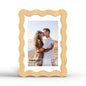 4x6 Picture Frame with Mat for 3.5x5, Wavy Edge Wooden Real Glass Photo Frame for Tabletop and Wall Hanging, Green, 1 Pack