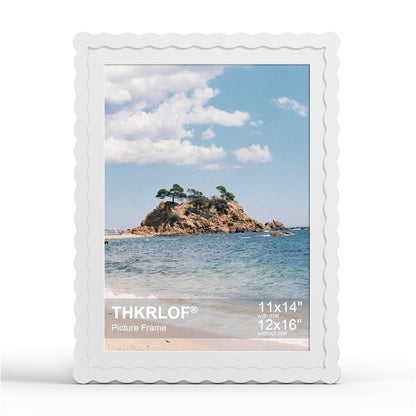 4x6 Picture Frame with Mat for 3.5x5, Wavy Edge Wooden Real Glass Photo Frame for Tabletop and Wall Hanging, Green, 1 Pack
