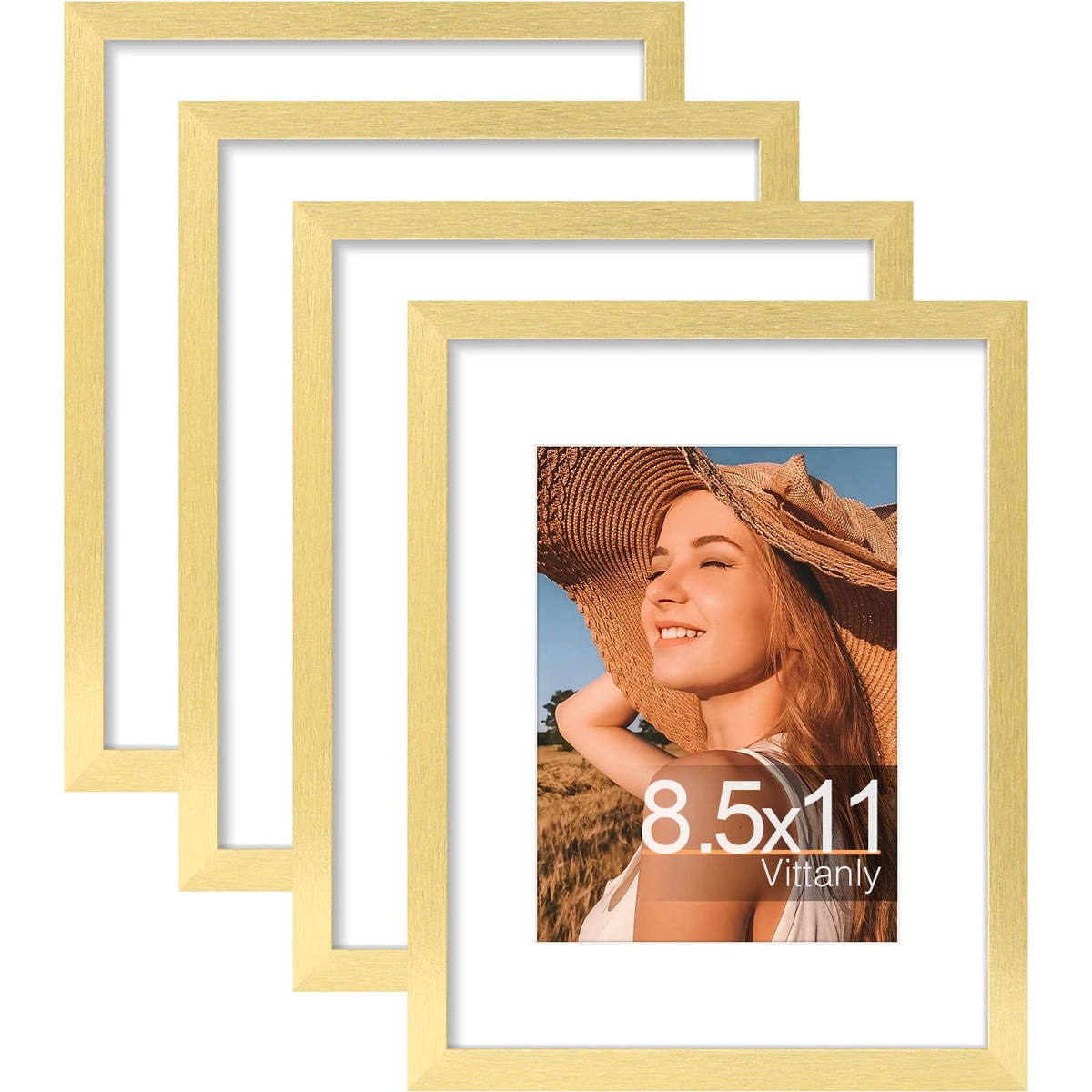 Vittanly 8x10 Picture Frames Set of 4, for Wall or Tabletop, Pale Pink
