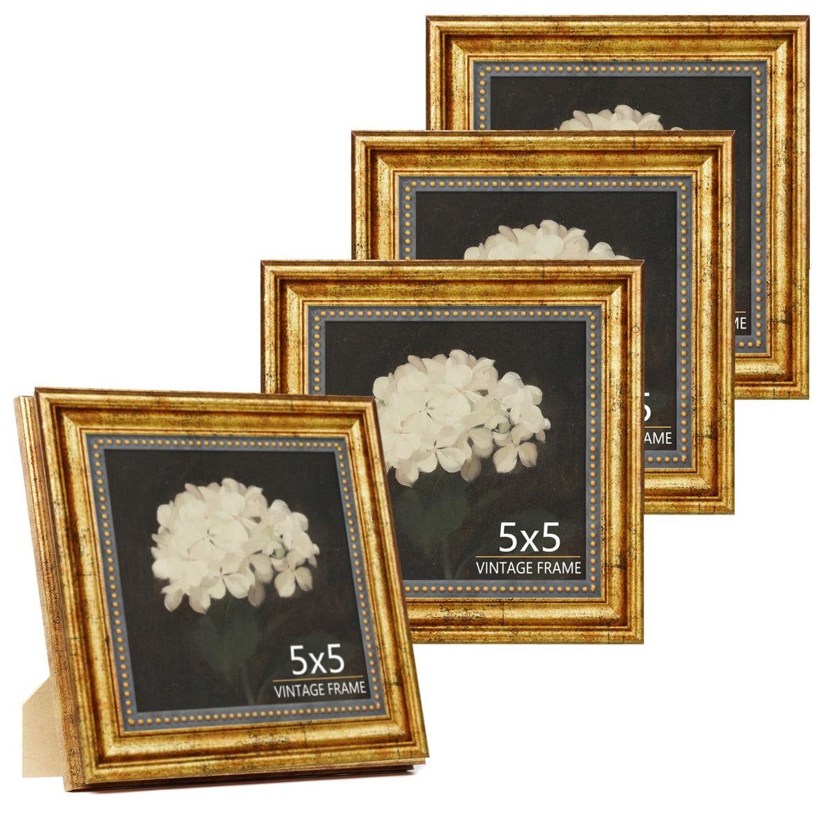 4x6 Picture Frame Set of 4 Vintage Bronze Gold for Tabletop & Wall