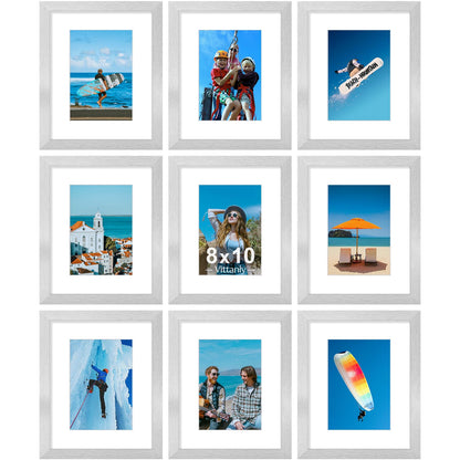 Vittanly 8x10 Picture Frames Set of 9 for Wall or Tabletop Display, Gold
