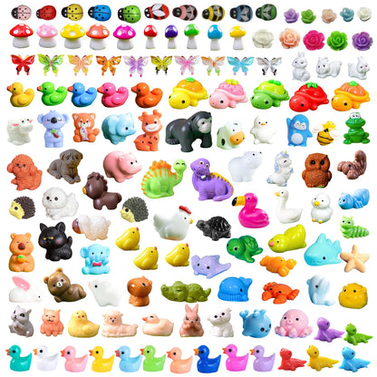 70pcs Mini Tiny Resin Animals for Fairy Garden Decor, Collectible, to Hide, Miniature Landscape, Dollhouse Accessories, Crafts Projects, Easter Scatter, DIY Terrarium(70 Styles)