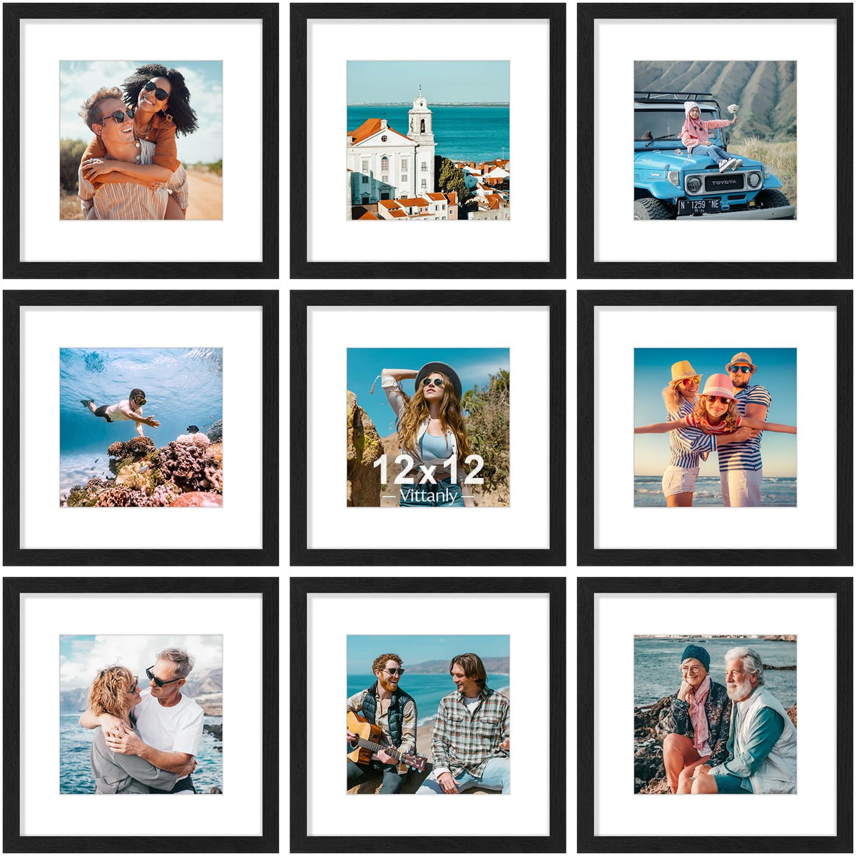 Vittanly 8x10 Picture Frames Set of 9 for Wall or Tabletop Display, Gold