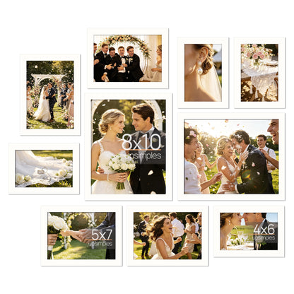 upsimples Picture Frames Set of 10, Including 8x10, 5x7, 4x6 Black Frame