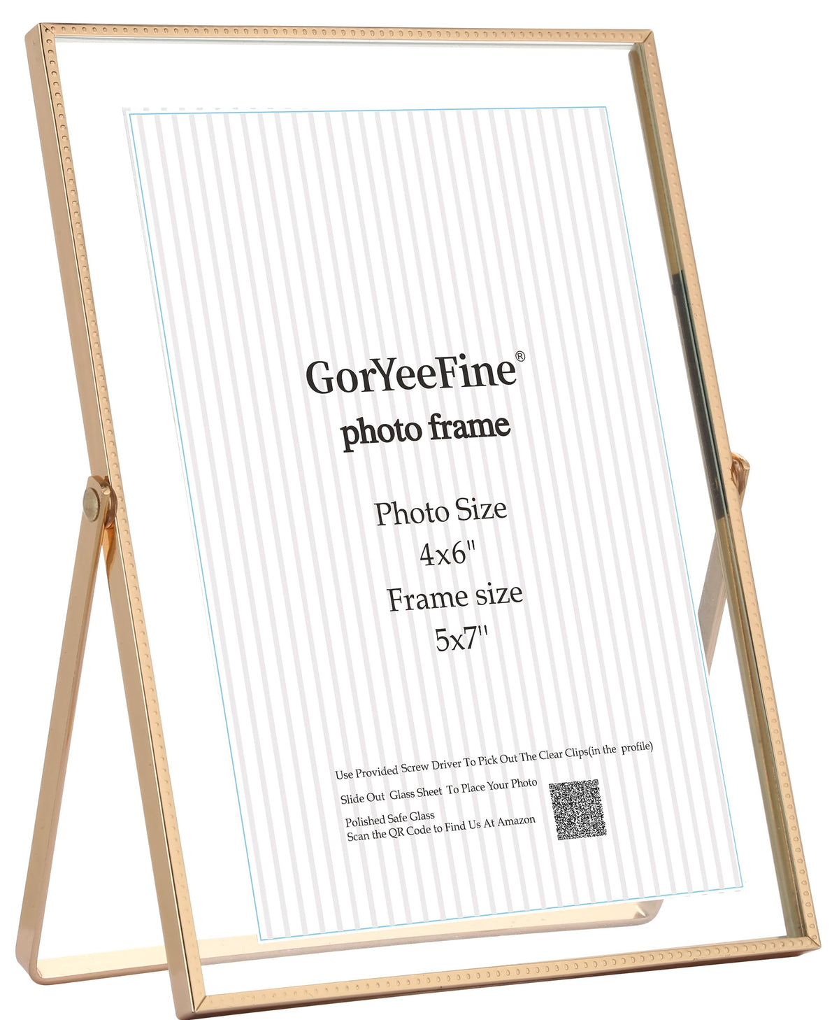 Gold 8x10'' Floating Frame Set of 2,For Photo Sizes( 5x7'',6x8'',7x9''),Beautiful Metal Beaded Edge Frames Adjustable Tabletop/Shelf Photo Frame,Classy Gift Choice for Wedding