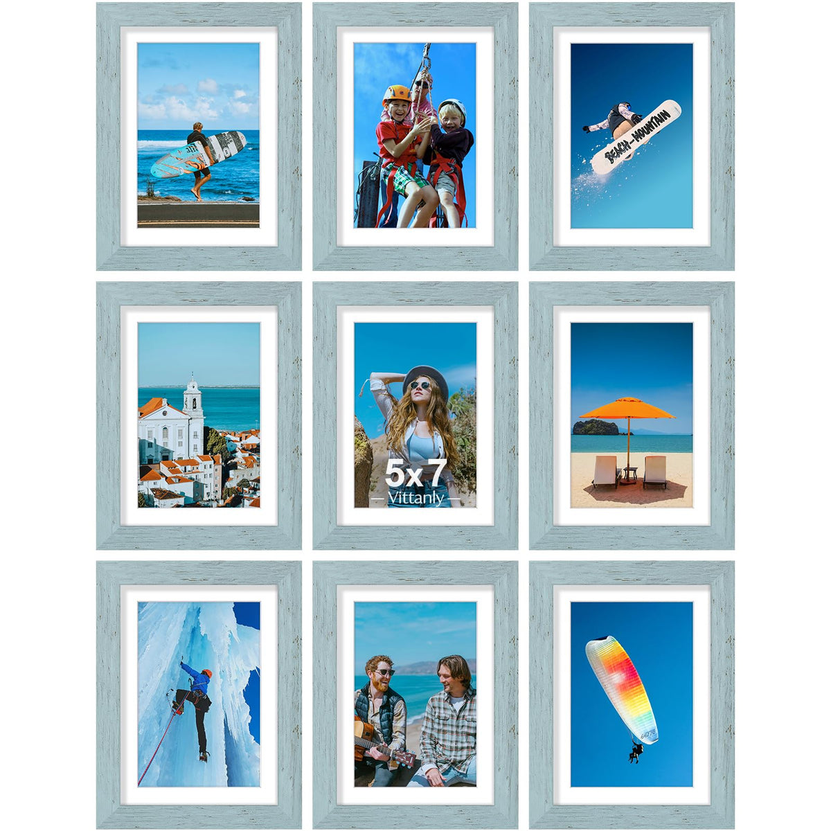 Vittanly 8x10 Picture Frames Set of 9 for Wall or Tabletop Display, Gold