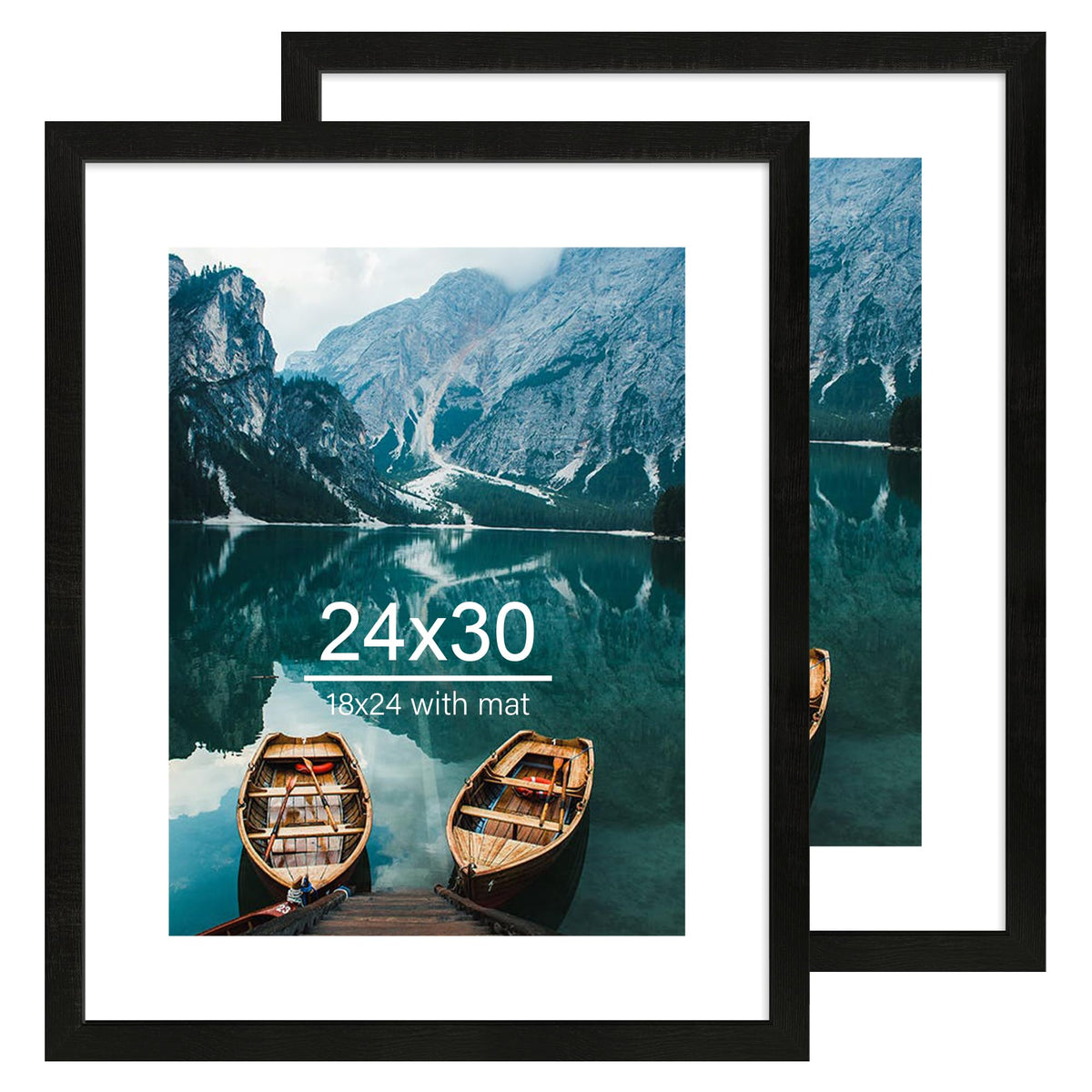 Hongkee 5x7 Picture Frame Set of 2, Real Glass and Wood Frame for Mat 4x6
