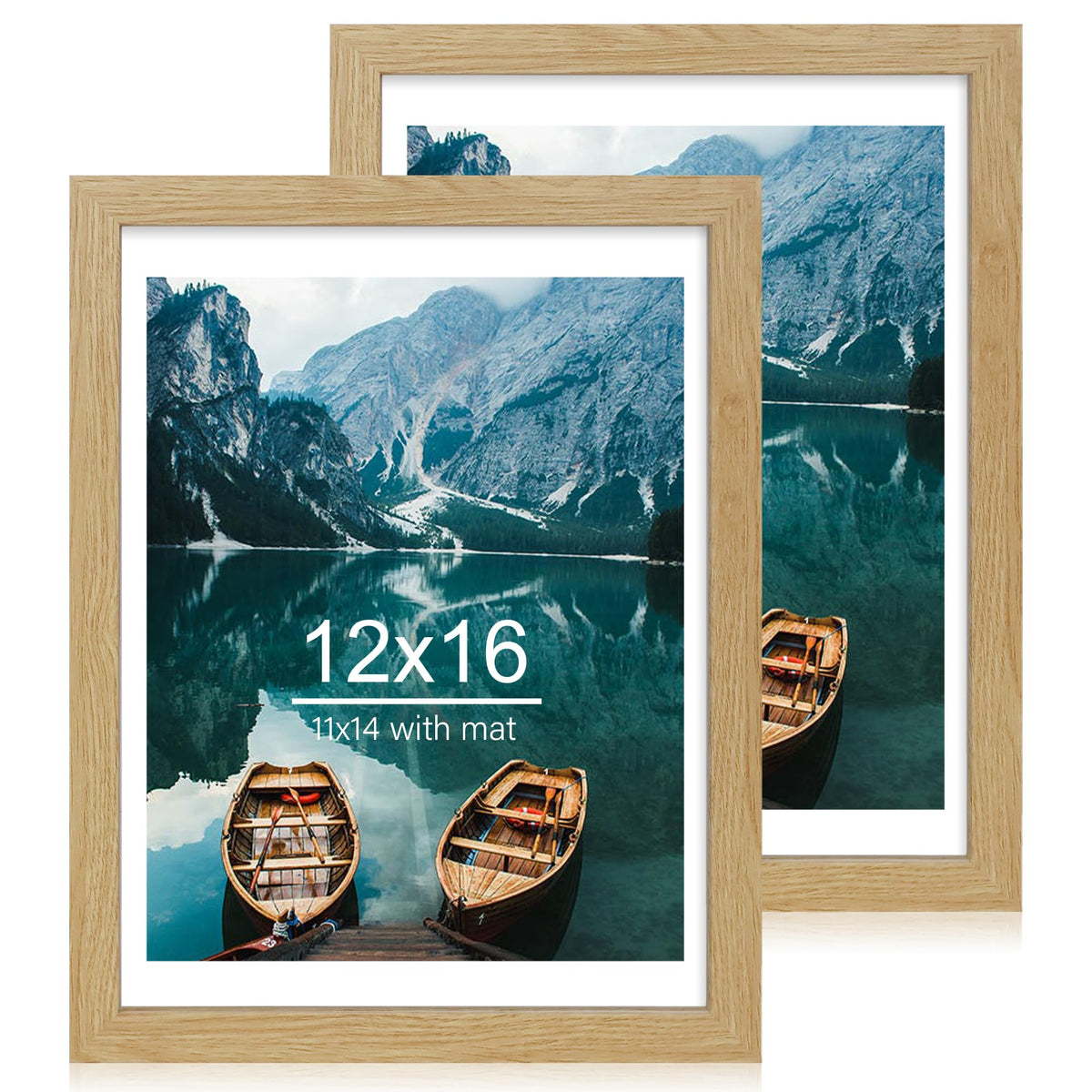 Hongkee 5x7 Picture Frame Set of 2, Real Glass and Wood Frame for Mat 4x6