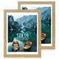 Hongkee 5x7 Picture Frame Set of 2, Real Glass and Wood Frame for Mat 4x6