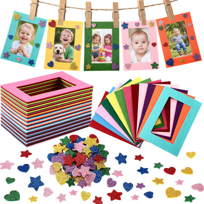 Jetec 24 Pieces Felt Craft Picture Frames with Stickers 4x6 in 12 Colors