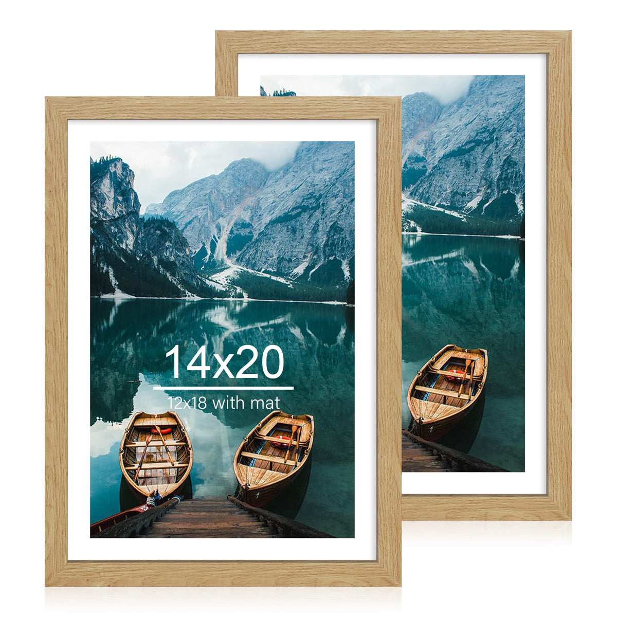 Hongkee 5x7 Picture Frame Set of 2, Real Glass and Wood Frame for Mat 4x6