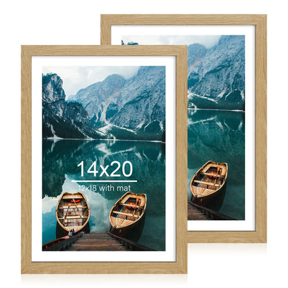 Hongkee 5x7 Picture Frame Set of 2, Real Glass and Wood Frame for Mat 4x6