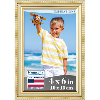 5x7 Gold Picture Frame, Contemporary, Inspirations, Wall or Table Top